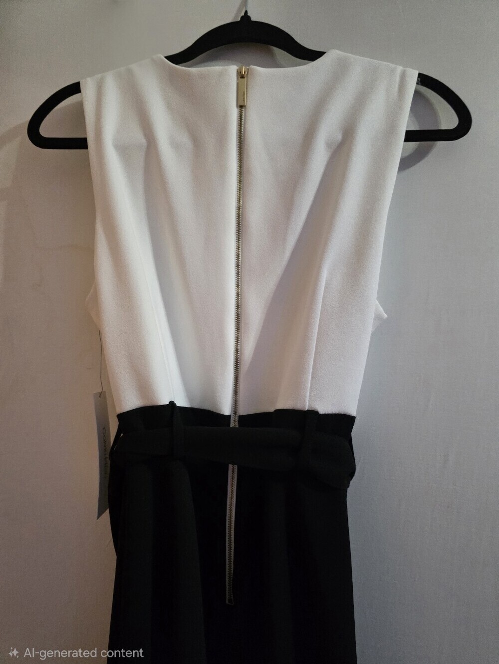 NWT Calvin Klein Black White Colorblock Midi Dress Belted Size 10 - Picture 8 of 11